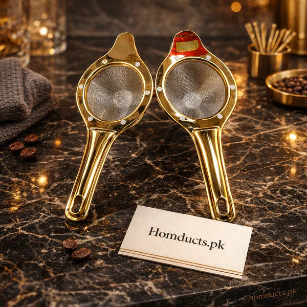 Luxury Gold Stainless Steel Tea Strainer | Fine Mesh Tea & Coffee Filter – Small & Large (Sold Separately)